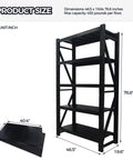 Product dimensions of Heavy Duty Multi Tier Storage Rack And Adjustable Metal Shelving Unit For Garage Organization Built Tough With Rock Solid Modular Frame Quick No Sweat Setup Handles 1800 Pounds.