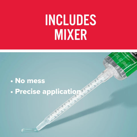 InstantWeld 2 Pack Clear Epoxy Adhesive That Sets In 2 Minutes With No Mess Static Mixer For Precision Repairs On Glass, Metal, Plastic And Ceramic, Delivers Strong, Clear Bond In About An Hour, 14ml showing no mess mixer tip