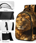 Wild King Lion Printed Unisex Backpack Large Capacity for Everyday Use Durable Polyester Daypack With Breathable Fabric Sturdy Zipper