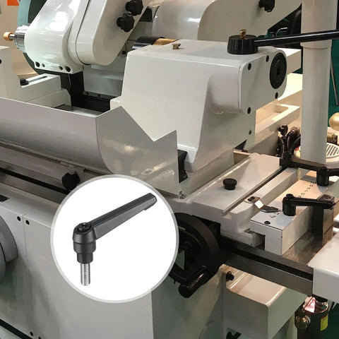 Badass Adjustable Clamping Lever Handle M8 X 20mm 304 Stainless Steel Ratchet Rotating Screw Handle on machinery.