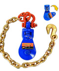 2 Ton Snatch Block Kit With G80 Chain And G70 Hook For Three Eighths Inch Wire Rope Beefy Heavy Duty Winch Gear For Flatbed Tow Trucks Rollback Wreckers Car Carriers Blue, blue block with chain and hook