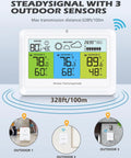 All In One Weather Station With 3 Sensors for indoor and outdoor temperature, humidity, barometer pressure forecast with display