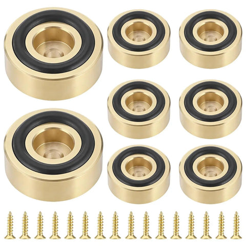 Built Tough Brass Cutting Board Feet Set - 8 Solid Brass Feet With Mounting Screws, 1.18 X 0.39 In, Non Slip Rubber Pads