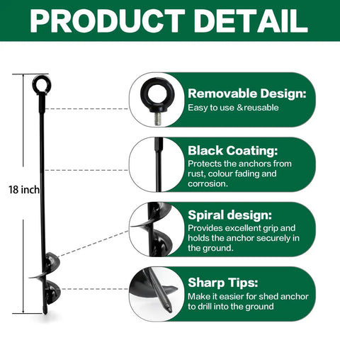 Heavy Duty 18 Inch Ground Anchor Kit Four Pack With Galvanized Cable And Turnbuckles For Sheds Swing Sets Gazebos And Tents Earth Anchors Built For High Wind Easy Install And Solid Security