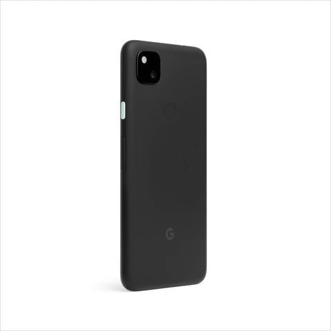 Unlocked Android Smartphone Pixel 4a boasting a sleek just black finish, showcasing the camera and button placement.