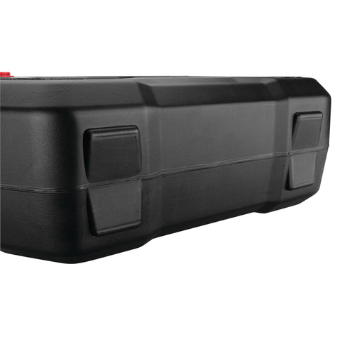 10-Quart Oil Drain Container With Deep Drain Well, Integrated Handle, And Sealing Rubber Gaskets, Black Finish, side view