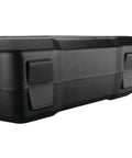 Side view of Two In One 16 Quart Oil Drain Container with deep drain well and black heavy duty design
