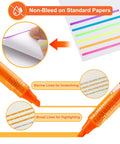 Six Pack Liquid Highlighters With Vibrant Assorted Colors And Clear View Design showing chisel tip and non-bleed lines.