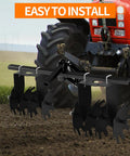 Heavy Duty Disc Harrow 2 Pack For ATV UTV Use with four rotating disc plow blades attached to tractor on field