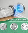 Magnetic Dryer Vent Connector Kit With Airtight Seal, showing aluminum hose and magnetic mount for 4 inch duct quick connect.