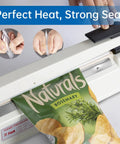 Heavy Duty Impulse Heat Sealer With 12 Inch Seal Bar And Built In Cutter Adjustable Temp For Plastic Bags in use sealing chips.