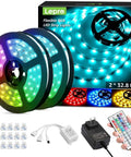 65.6 Foot Ultra Long RGB LED Strip Lights with Remote Control, 5050 LED Tape, in packaging with adapter and accessories