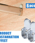 Six Piece Oval Closet Rod End Supports 15mm By 30mm Built Tough Heavy Duty Wardrobe Bracket Metal Rod Holders With Rear Facing 6.5mm Pins For Easy Rugged Closet Pole Installation And Long Lasting Use. 6 pcs on wood panel