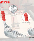 Two Pack Quick Release Push Pull Toggle Clamp Set Model 36092 With Adjustable Spindles, 1.26 Inch Stroke, 5.26 Inch Overall Length, Includes 8 M5 Screws, Super Handy For Hand Tool Projects And Quick Fixturing. steel toggle clamp with red handle and adjustable spindle