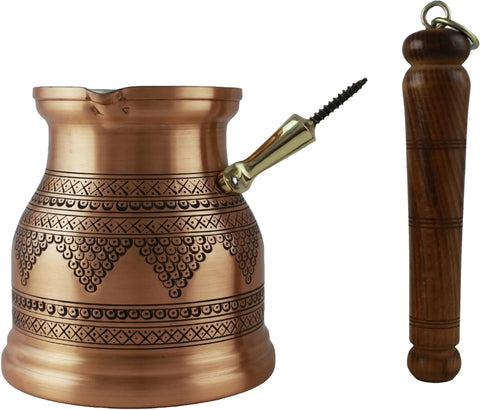 Engraved Copper Turkish Coffee Pot Cezve Ibrik Briki For Greek Turkish Arabic Brew On Stovetop 1000ml 34oz Handcrafted In Turkey Matte Finish XXXLarge Top Notch