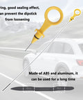 Audi A4 A5 Quattro 2.0T Oil Dipstick Replacement OEM 06H115611E with yellow handle and sealing O-ring, for 2009-2017 models