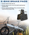 Heavy Duty Two Piece E Bike Brake Pads For Mechanical Disc Brakes Fits Lectric Xp 1.0 2.0 3.0 And Xp Lite close-up on ebike components.