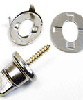 Premium Nickel Plated Brass Curtain Fasteners With Five Eighths Inch Screw Studs for drapes and blinds, showcasing screw stud and fastener parts.