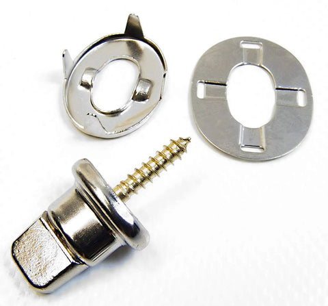 Premium Nickel Plated Brass Curtain Fasteners With Five Eighths Inch Screw Studs for drapes and blinds, showcasing screw stud and fastener parts.