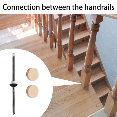 Heavy Duty Two Pack Wood Newel Post Mounting Kit With Rust Proof Steel Lag Bolts Curved Washers And Premium White Oak Plugs For a connection between handrails.