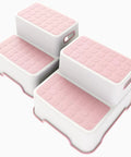 Top Shelf Two Pack Todder Step Stool For Bathroom Sink With Non Slip Rubber Base That Provides Zero Hassle Stability And Helps Kids Grab Their Toothbrush Like A Pro, pink and white, compact, durable.