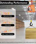 Heavy Duty 3-in-1 Electric Hoist Winch With Wireless Remote For Garage Lifting Heavy Loads Up To 660lbs smooth operation motor specs
