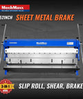 52-Inch 3-In-1 Pan And Box Brake With Slip Roll, Shear, And Bending Machine For Sheet Metal displayed in front view