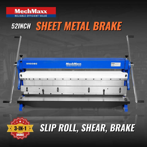 52-Inch 3-In-1 Pan And Box Brake With Slip Roll, Shear, And Bending Machine For Sheet Metal displayed in front view