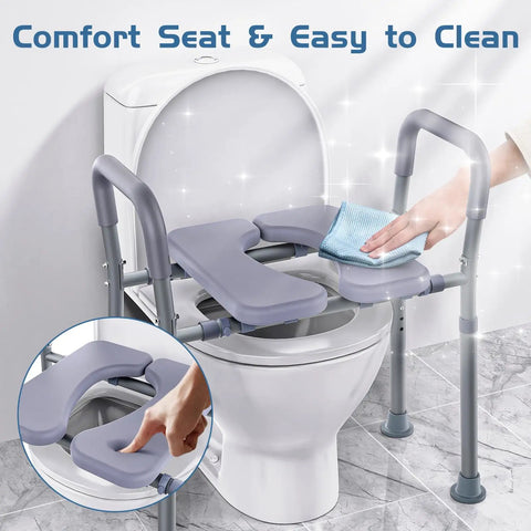 Heavy Duty Raised Toilet Seat Riser With Grippy Side Handles Rock Solid 550 Lb Weight Capacity Rust Resistant Steel Frame Built Tough Sit Stand Safety Helper For Active Seniors