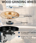 All In One Angle Grinder Wood Carving Disc Set For Four And A Half Inch Grinders With Five Eighths Inch Arbor, showing components