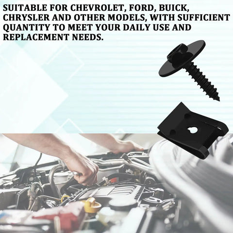 Hot Rod Ready M4.2 Fender Liner Screw Bolts And U Nut Clips For Garage Upgrade Universal hex head fasteners and U-nut shown.