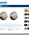 Double Cylinder Deadbolt Lock Keyed On Both Sides Satin Chrome For Top Notch Home Security Heavy Duty Front Door Lock display