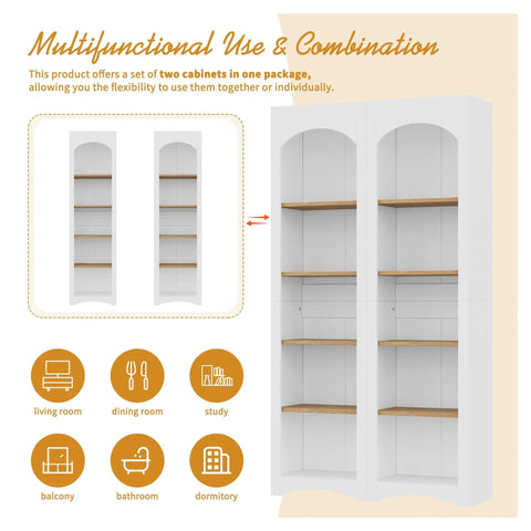 Built Tough Free Standing Five Tier Book Shelves With Adjustable Shelves Farmhouse Two Tone Bookcase Set in multipurpose use