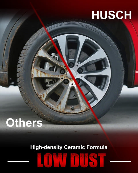 Comparison of two car wheels, highlighting effectiveness of Front Ceramic Brake Pads Kit for Nissan Micra 2015 2017 and Versa 2012 2019