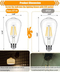 Comparison between ST19 and ST21 bulb sizes; highlighting 16 Pack Vintage LED Edison Bulbs 40W Equivalent Dimmable 4W Filament Bulbs 2200K Amber White ST19 E26 For Ceiling Light Fixtures 450 Lumens Flicker Free Easy Dimming From 10 to 100 Percent