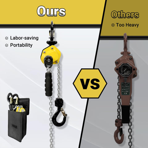 Half Ton Lever Chain Hoist Come Along With G80 Chain 10 Feet Lift Portable Manual Hoist 1100 Lbs Capacity vs competitor product