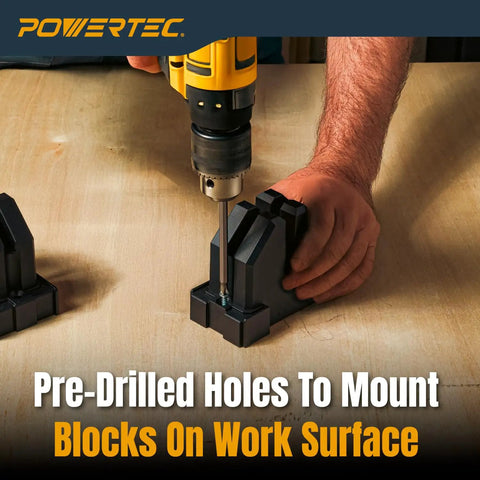 4 Pack Parallel Clamp Blocks For Cabinet Doors And Frames Pro Grade Woodworking Clamping Aids, pre-drilled mounting holes on work surface