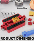 Heavy Duty Red Aluminum Soldering Jig And Welding Station Plate For Rc Connectors Xt60 Xt90 Deans And Banana Plugs with dimensions visible.