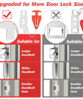 Size chart showing compatible and incompatible door lock sizes for Portable Door Lock For Travel And Home Privacy On The Go
