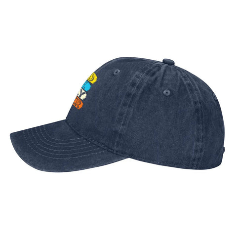 Side view of Lightweight Navy Blue Cap For Women With Dope Front Artwork Adjustable Buckle One Size Fits Most Casual Everyday Hat