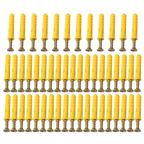 50 Piece Drywall Anchors And Screws Kit With Self Drilling Metal Wall Anchors Anti Spin Grip For Easy Hanging Projects M6 Fasteners And M8x40 Screws For Quick Install No Pre Drill, yellow anchors and screws set