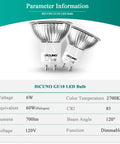 Parameter sheet and two GU10 Dimmable LED Bulbs 2700K Warm White 700 Lumens 6W 120V for Track Lighting and Kitchen