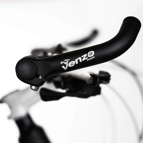 Black Flat Bar Handlebar Extender for Mountain and Hybrid Bikes 22.2mm 7/8 Ends, ergonomic alloy grip with matte finish.