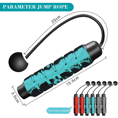 Weighted Cordless Jump Rope For Fitness No Tangle Ropeless Rope For Crossfit Boxing MMA WOD Training shown in blue, 3.5cm handle