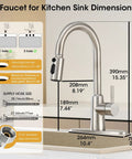 Smooth Operator Brushed Nickel Kitchen Faucet With Pull Down Sprayer Providing Three Versatile Flow Settings And A Flexible Swivel Spout For No Sweat Cleaning dimensions diagram.