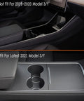 Center Console Carbon Fiber Wrap Kit For Tesla Model Y 2020-2024 And Model 3 2021-2023 2Pcs Matte Interior Trim Cover