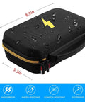 Hard Carrying Case For Fluke Digital Multimeters with dimensions, water-resistant feature, and lightning bolt design.