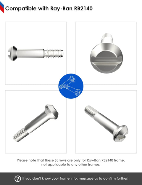 2 Pairs Replacement Screws Kit For Wayfarer Sunglasses With Stainless Steel Screws And Handy Screwdriver Included In Silver shown in detail