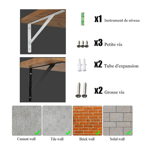 Built Like A Tank Heavy Duty Floating Shelf Brackets 2 Pack Wall Mount L Brackets Cold Rolled Steel installation accessories and wall types.