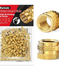 Brass Pro Grade Heat Set Insert Nuts For 3D Printing M3 Size 120 PC Pack Anti Spin Threaded Inserts With 360 Degree Grip